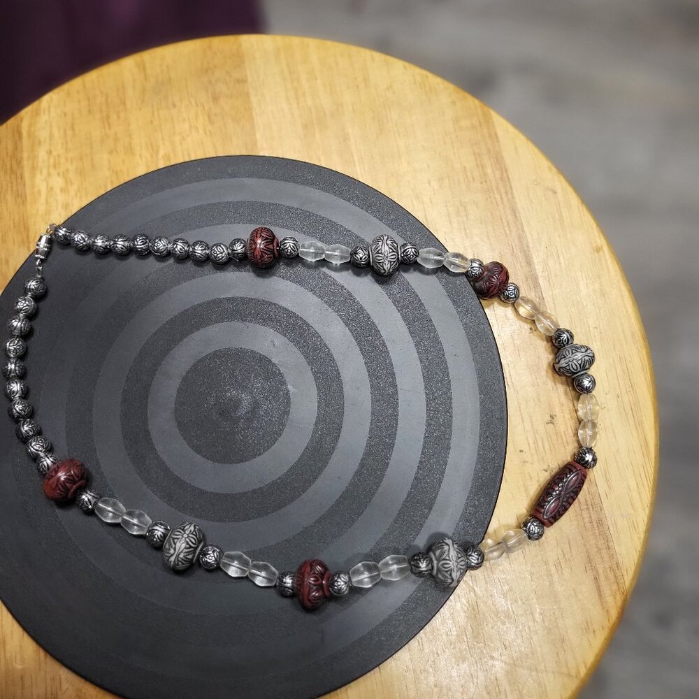 Homemade beaded necklace fall colors